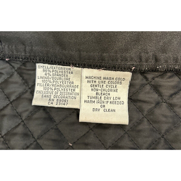 Talbots Women Quilted Corduroy Neck Jacket Sz L Black Snap Button Front Stretch - Picture 11 of 11